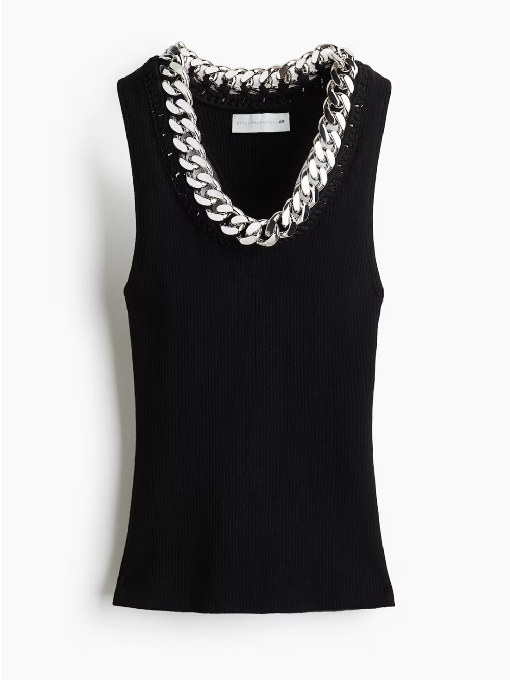 STELLA MCCARTNEY H&M
NWT BLACK CHAIN-DETAIL RIBBED TANK TOP